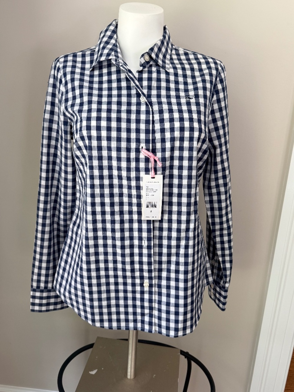 VIneyard Vines NWT Blue  Gingham Womens button down shirt